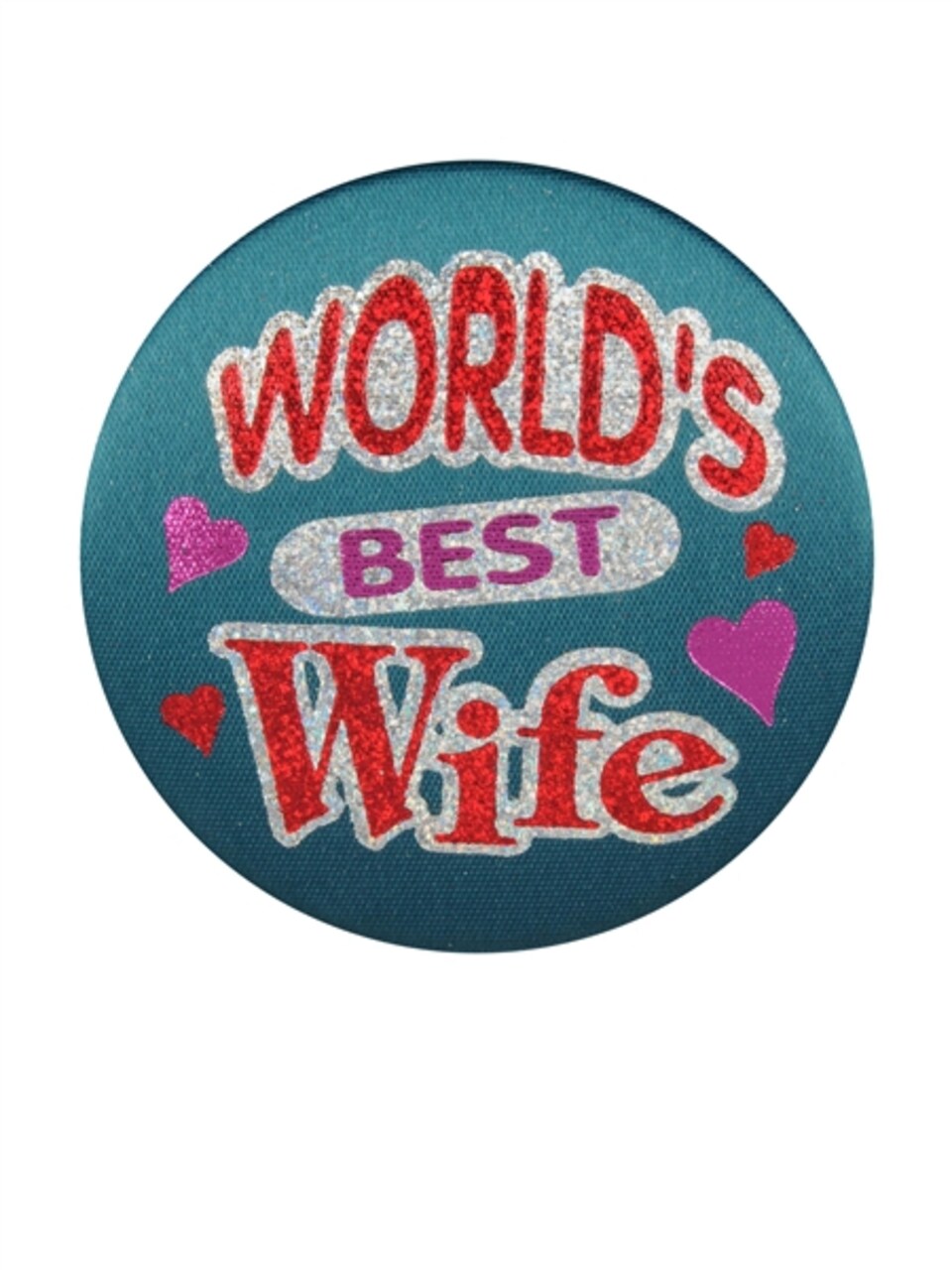 Beistle Pack of 6 Teal "World's Best Wife" Decorative Satin Buttons 2"